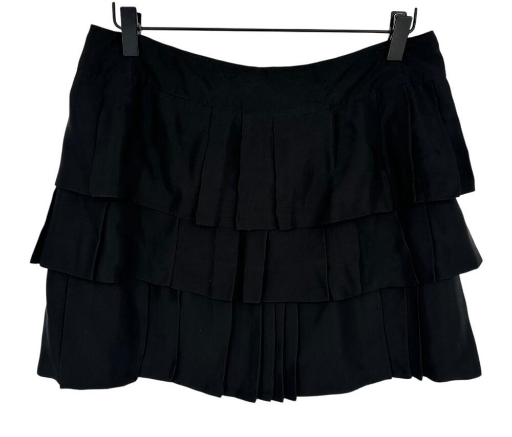 Banana Republic Womens Black Pleated Tiered Mini Skirt 100% Cupro Party 6P